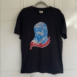 Waylon Jennings Comfort Colors Black Tee with Blue and Red Graphic